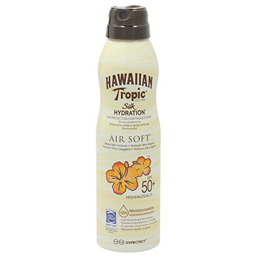 Hawaiian Tropic Bruma Silk Hydration Air Soft SPF 50 - Loción Solar Protectora en Spray de Vaporización , Resistente al Agua hasta 12 Horas , Bruma Solar de 220 ml