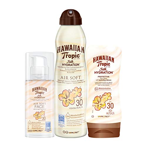 Hawaiian Tropic - Loción Silk Hydration Protective SPF 30 + Spray Bruma Silk Hydration Air Soft SPF 30 + Loción Silk Hydration Air Soft Face SPF 30