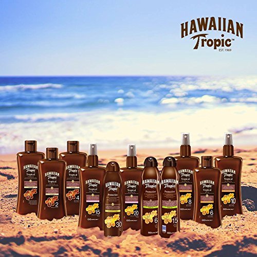 Hawaiian Tropic Protective Dry Spray Oil - Aceite Seco Bronceador con Protección Baja SPF 10 , Fragancia de Coco y Papaya , 200 ml