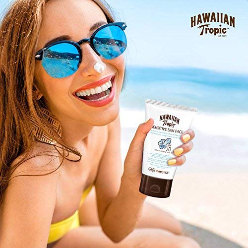 Hawaiian Tropic Sensitive Skin Face - Crema Solar para la Cara de Piel Sensible, SPF 50, 60ml