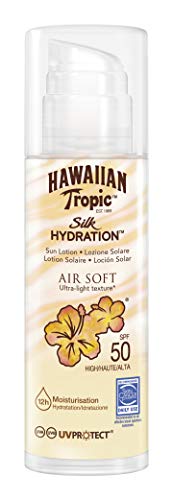 HAWAIIAN Tropic Silk Air Soft SPF 50 - Crema Solar Ultraligera con Lazos de Seda, 150 ml