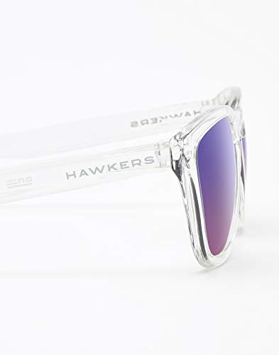 HAWKERS Gafas de Sol ONE Air, para Hombre y Mujer, con Montura Transparente y Lente Azul Morada con Efecto Espejo, Protección UV400