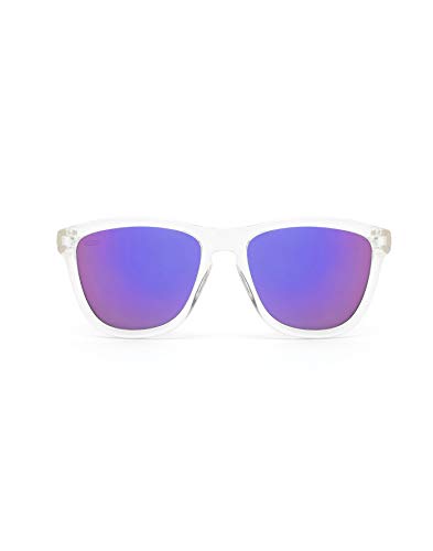 HAWKERS Gafas de Sol ONE Air, para Hombre y Mujer, con Montura Transparente y Lente Azul Morada con Efecto Espejo, Protección UV400