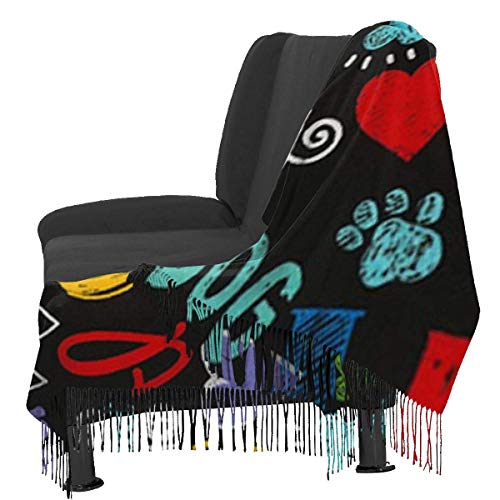 Hdadwy Novedad animal Amo a mi perro Moda femenina Chal largo Tamaño grande Invierno Cálido enrejado Bufanda grande