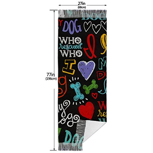 Hdadwy Novedad animal Amo a mi perro Moda femenina Chal largo Tamaño grande Invierno Cálido enrejado Bufanda grande
