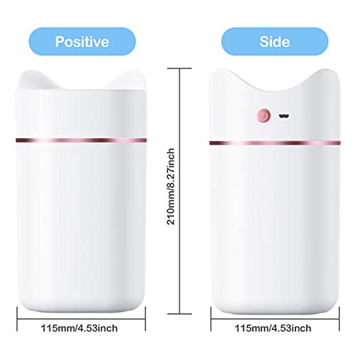 HebyTinco Humidificador Ultrasónico Difusor, 1.4L Humidificador Aceites Esenciales USB con Luz de Noche de Colores, Niveles Ajustables, para Auto de Oficina Yoga SPA (blanco)
