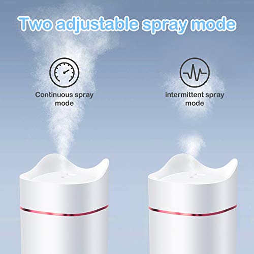 HebyTinco Humidificador Ultrasónico Difusor, 1.4L Humidificador Aceites Esenciales USB con Luz de Noche de Colores, Niveles Ajustables, para Auto de Oficina Yoga SPA (blanco)