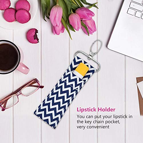 HEEPDD Llavero con Soporte para lápiz Labial, sostenedor de bálsamo para Labios con Forma de Onda Llavero con Bolsa de lápiz con Clip Accesorios de Viaje para Madres Niñas