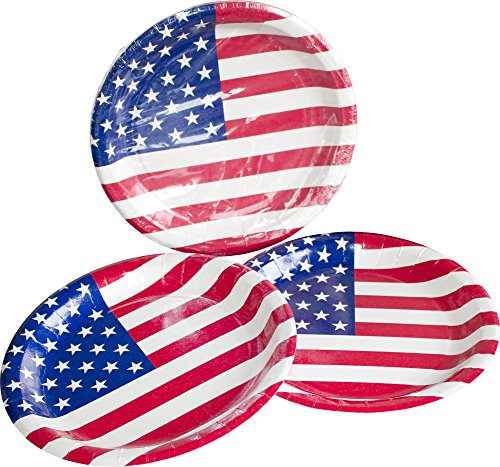 Heku Desechables de Set de Fiesta Estados Unidos con Platos, Red de Cup de Vasos, servilletas, Palillos Decorativos Siempre y una banderines, 171 Piezas