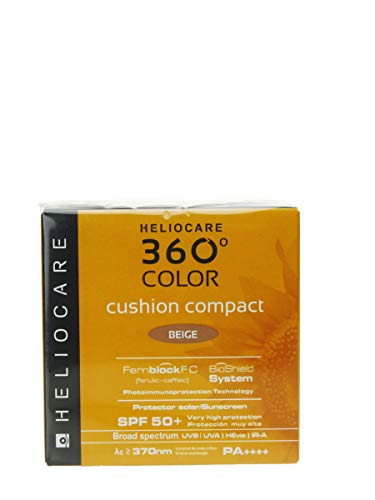 Heliocare 360º Color Cushion Compact SPF 50+ - Fotoprotección Avanzada con Color, para la Reaplicación y el Retoque, Formato Cushion, Ligera, Beige, 15gr