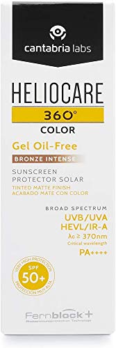 Heliocare 360º Color Gel Oil-Free SPF 50+ - Fotoprotección Avanzada con Color, Textura Ligera Pieles Mixtas o Grasas, Acabado Mate y Tacto Seco, Bronze Intense, 50ml