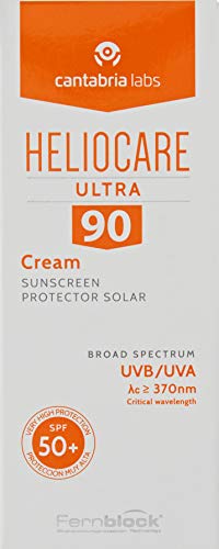 Heliocare Ultra 90 - Crema Solar Facial SPF 50+, Protección Muy Alta, Nutre e Hidrata, sin Residuo Blanco, sin Efecto Máscara, Pieles Normales o Secas, 50ml