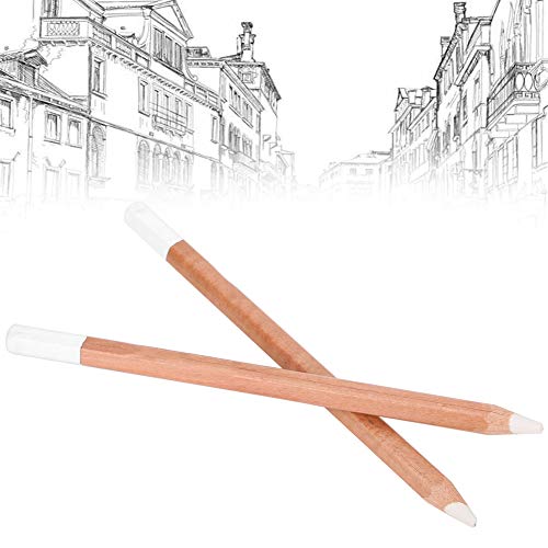HelloCreate 2 lápices de carbón blanco, lápiz de madera profesional para dibujar artículos de papelería arte suministros para usar en la confección de patrones de ropa