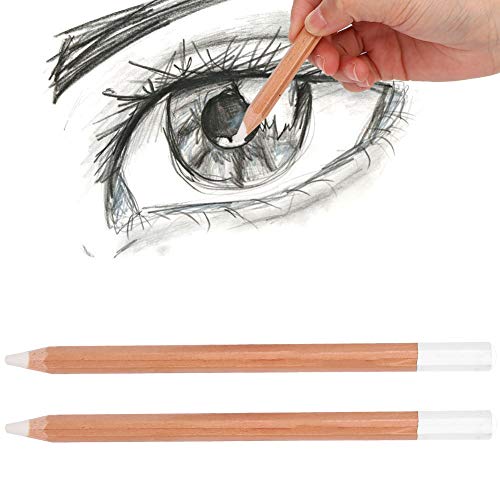 HelloCreate 2 lápices de carbón blanco, lápiz de madera profesional para dibujar artículos de papelería arte suministros para usar en la confección de patrones de ropa