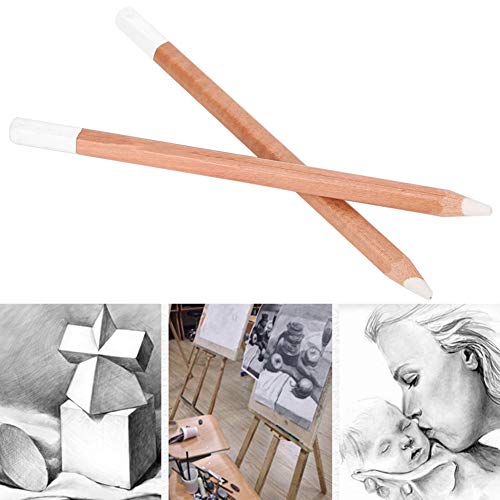 HelloCreate 2 lápices de carbón blanco, lápiz de madera profesional para dibujar artículos de papelería arte suministros para usar en la confección de patrones de ropa