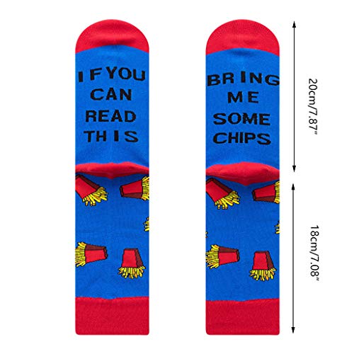 Henan Funny Saying If You Can Read This Crew Socks Chips Pizza Tacos Medias de algodón
