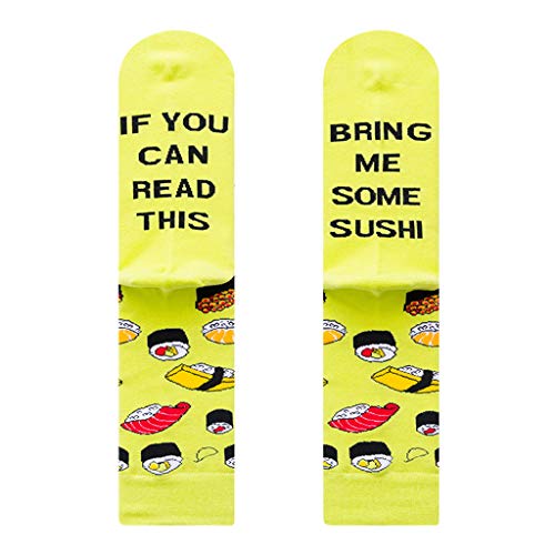Henan Funny Saying If You Can Read This Crew Socks Chips Pizza Tacos Medias de algodón