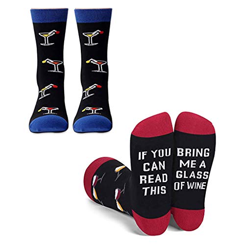 Henan Funny Saying If You Can Read This Crew Socks Martini Wine Cotton Medias Regalos