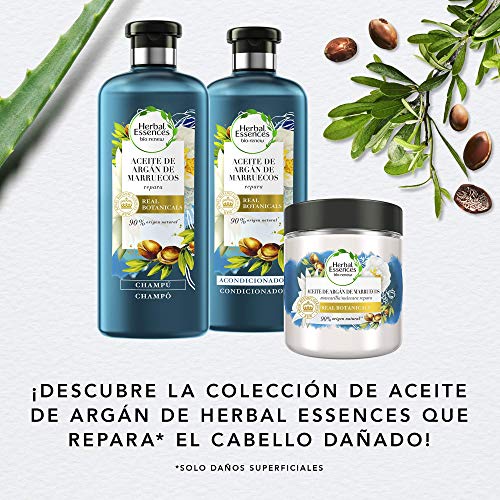 Herbal Essences bio:renew Aceite de Argán de Marruecos, Champú Reparación 2 x 400 ml + Mascarilla Reparación 250 ml, con PH neutro e ingredientes naturales