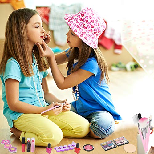 Herefun Kit de Maquillaje Niñas, 21 Piezas Juego de Maquillaje para Niños para Niñas, Kit de Juguete de Maquillaje Lavable, Cumpleaños Regalo de Princesa para Niñas en Fiesta
