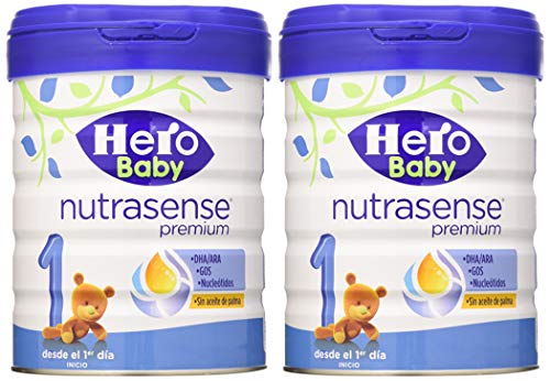 Hero Baby Nutrasense Premium 1 - Leche de Inicio en Polvo para Bebés hasta los 6 Meses, Crecimiento y Desarrollo - Pack de 2 x 800g