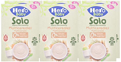Hero Baby Solo Multicereales Papilla procedente de Agricultura Ecológica Pack de 6 x 300 g