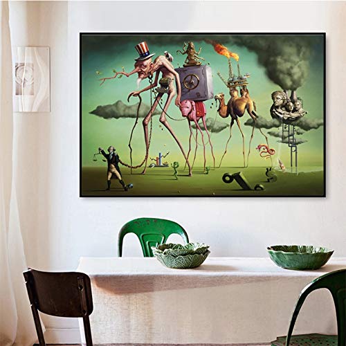 hetingyue Impresiones de Carteles de Arte de Pared Cerdo Hombre Camel Lienzo Aceite Sala de Estar decoración de Arte clásico Pintura sin Marco 45x67 cm