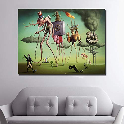 hetingyue Impresiones de Carteles de Arte de Pared Cerdo Hombre Camel Lienzo Aceite Sala de Estar decoración de Arte clásico Pintura sin Marco 45x67 cm