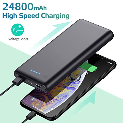 HETP Batería Externa para Móvil 24800mAH Power Bank Ultra capacidad Cargador Portátil con 2 Puertos Salidas USB Alta velocidad para Smartphone Dispositivos Android Tabletas y Más