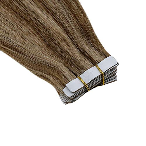 Hetto LINDA NUEVA COLECCION PARA MUJER AFRICANA Y AMERICANA EUROPEA 20 PULGADA NATURAL CABELLO SIN COSTURA COLOR PIANO MARRON MEZCADO 8 CON 27 RUBIO BRILLANTE