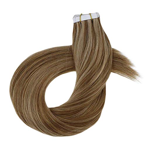 Hetto LINDA NUEVA COLECCION PARA MUJER AFRICANA Y AMERICANA EUROPEA 20 PULGADA NATURAL CABELLO SIN COSTURA COLOR PIANO MARRON MEZCADO 8 CON 27 RUBIO BRILLANTE