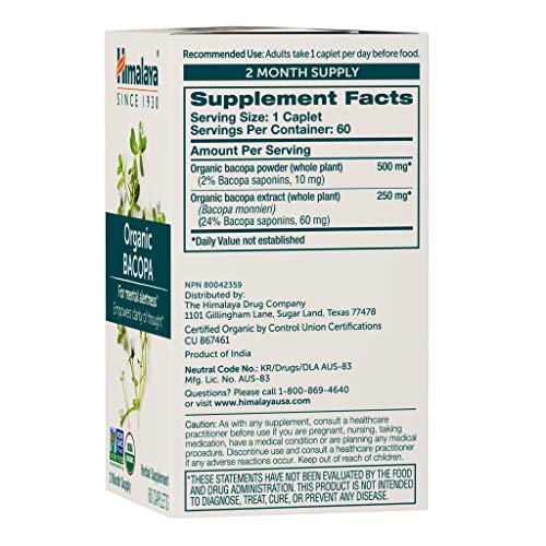 Himalaya Herbal Suplemento, Bacopa, 60 Cápsulas