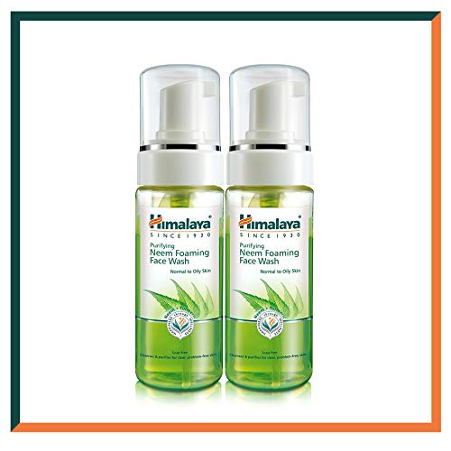 Himalaya Herbals Neem Face Wash Foam con extracto de cúrcuma - Limpiador facial a base de hierbas - hipoalergénico, sin parabenos - PROBADO DERMATOLÓGICAMENTE - 150 ml (paquete de 2)
