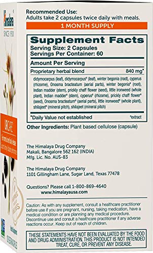 Himalaya UriCare - Suplemento herbario sin cafeína para el riñón y el tracto urinario - 840 mg (120 Caps - 1 Mes de Suministro)