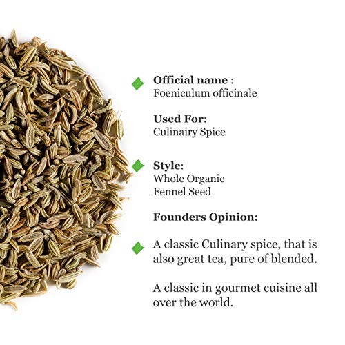 Hinojo orgánico semillas primera calidad - Calidad culinaria - Semillas de Foeniculum vulgare - Organic Fennel Seed 100g