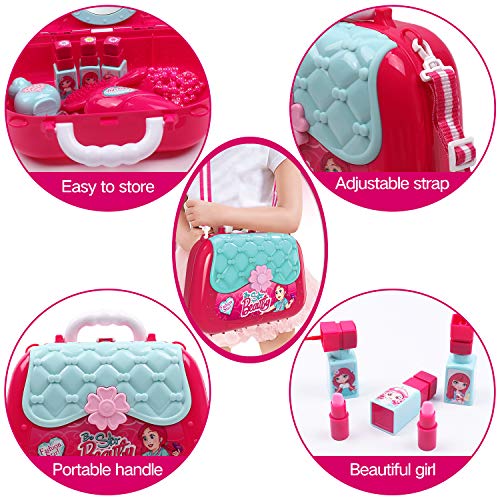 Hiveseen Maletin De Belleza y peluqueria Juguete de joyería Set con Accesorios para niñas 3 años