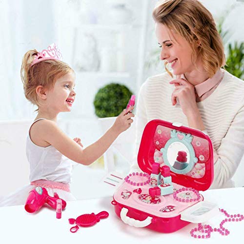 Hiveseen Maletin De Belleza y peluqueria Juguete de joyería Set con Accesorios para niñas 3 años