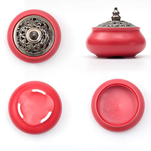 Hogar Porta-inciensos Cerámica exquisita bobina quemador de incienso con el hueco de cobre cubierta principal casa de té de la decoración de la hornilla de incienso retro Zen antiguo Agar quemador Por