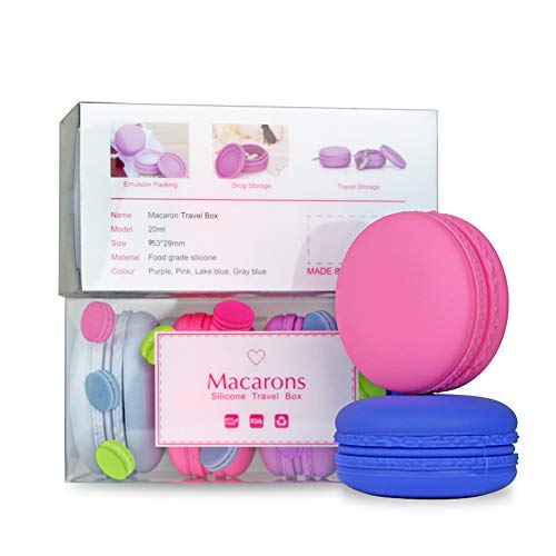 Holzsammlung 4 Piezas Vacío Silicona Envase de Crema Cosmética de Viaje con Sellado Tapas, Anti-Fugas & Rellenable para Equipaje de Mano, Libre de BPA para píldoras, lociones, Polvos etc - 20 ml