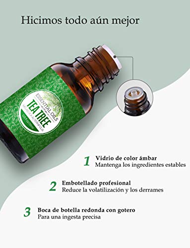 Homasy 50ml Aceite Esencial de Arbol de Té 100% Puro, Aceite Perfumado sin Diluir, Natural, Orgánico para Difusor, Relax, Alivio, Sueño, Piel, Cuerpo, Masaje, Aceites Naturales para el Hogar Interior