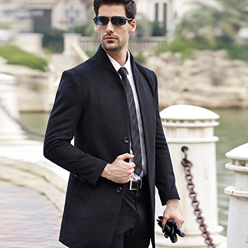 Hombre Invierno Abrigo,JiaMeng Chaqueta para Hombre,Ligero Chaqueta Abajo Cálido Trinchera de Invierno Botón Largo Outwear Abrigo Elegante Abrigos(Negro,XL)