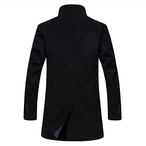 Hombre Invierno Abrigo,JiaMeng Chaqueta para Hombre,Ligero Chaqueta Abajo Cálido Trinchera de Invierno Botón Largo Outwear Abrigo Elegante Abrigos(Negro,XL)