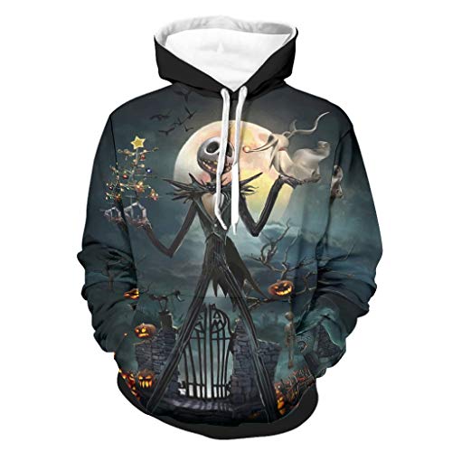 Hombre Navidad Pesadilla Halloween Sudadera Vintage - Poliéster con capucha otoño Tops blanco m