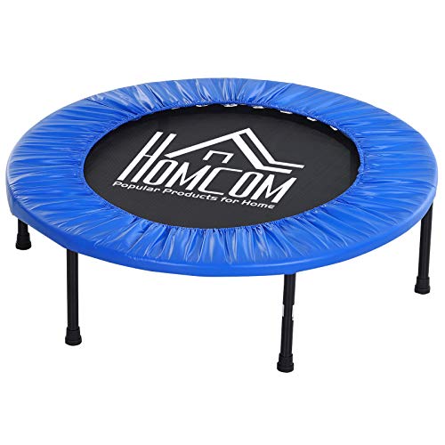 HOMCOM Cama Elástica Trampolín con diámetro 81/96/114cm y Muelles Resistentes hasta 100kg Color Azul Oscuro (S-Φ81 x 22,5cm)