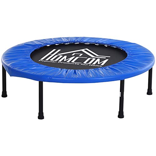 HOMCOM Cama Elástica Trampolín con diámetro 81/96/114cm y Muelles Resistentes hasta 100kg Color Azul Oscuro (S-Φ81 x 22,5cm)