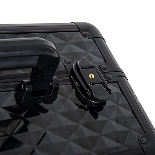 HOMCOM Estuche de Maquillaje Maletín para Maquillaje Organizador Cosméticos Profesional Caja de Belleza Portátil 4 Niveles 35.5x20x25.5cm Aluminio