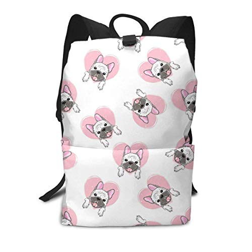 Homebe Pug Cute Pink Glamour Art Mochila Unisex, Mochilas y Bolsas School Travel Hiking Small Gym Teen Little Girls Youth Boy Women Men Kids Backpack Mini Book Back Bag Bookbag