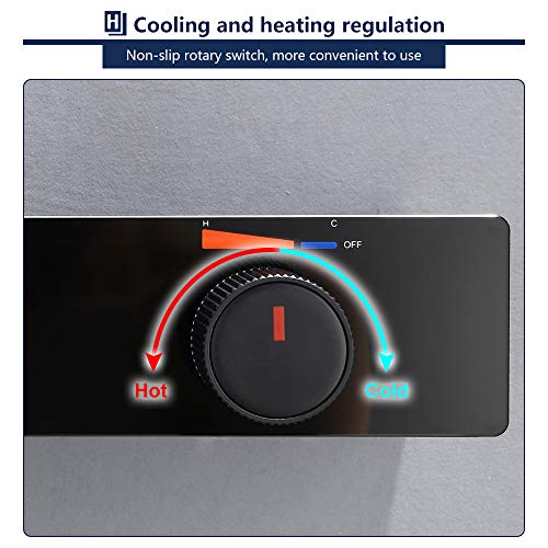 Homelody Conjunto de Ducha Negro Set con Pantalla de visualización digital Con estante Ducha de mano 3 tipos de chorro Spray superior cuadrado de 10 pulgadas Altura Ajustable