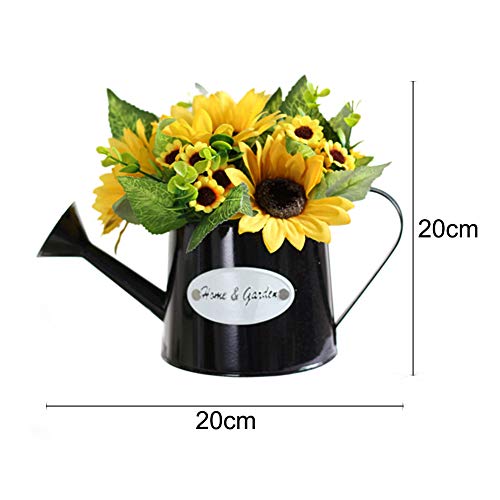 Homeofying - 1 unidad de girasol artificial en maceta con maceta para regar en forma de maceta de bonsái, decoración del hogar, oficina, escritorio, flores artificiales para boda, plástico, Sunflower