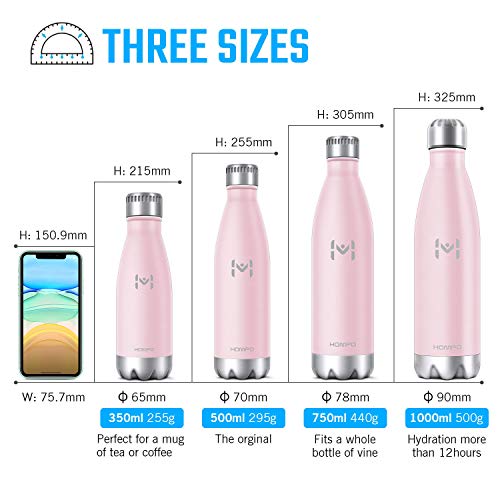 HOMPO Botella de Agua de Acero Inoxidable Botella Termica 1L, Botella Sin Bpa & Eco Friendly, Mantiene Bebidas frías por 24h y Calientes por 12h, Adecuada para Viaje, Deporte, Bicicleta, Gimnasio